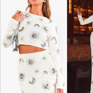 ShowMeYourMumu new Chic White Sequin Crop Top